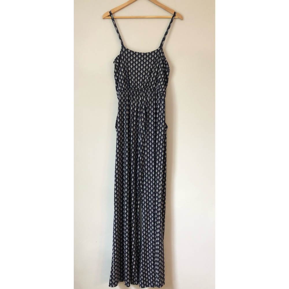 Kaileigh Navy Print Knit Jumpsuit